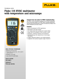 Thumbnail of document Data Sheet - 116 HVAC Multimeter with Temperature and Microamps